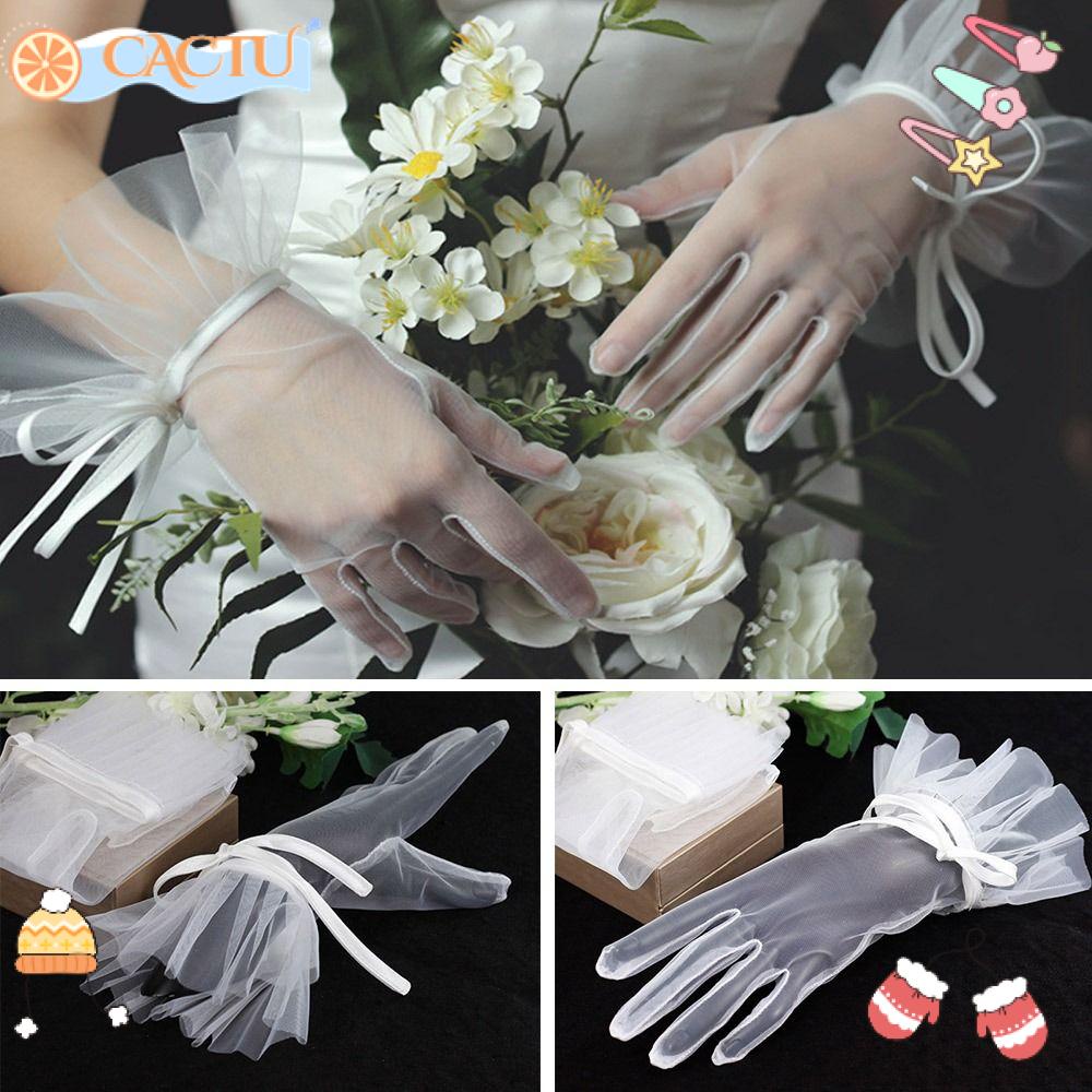 Găng Tay Trang Trí Nơ Ruy Băng Thanh Lịch Cho Cô Dâu