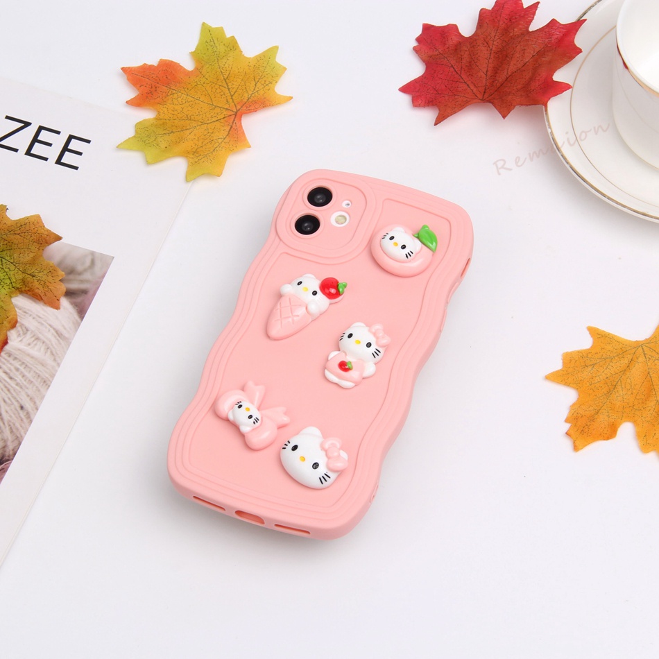 Ốp Điện Thoại Silicon Mềm Hình Kitty 3D Cho iPhone 11 12 13 14 Pro MAX + Mini X XR XS MAX 6 S 7 8 + SE 2020 11Pro 12pro 13Pro