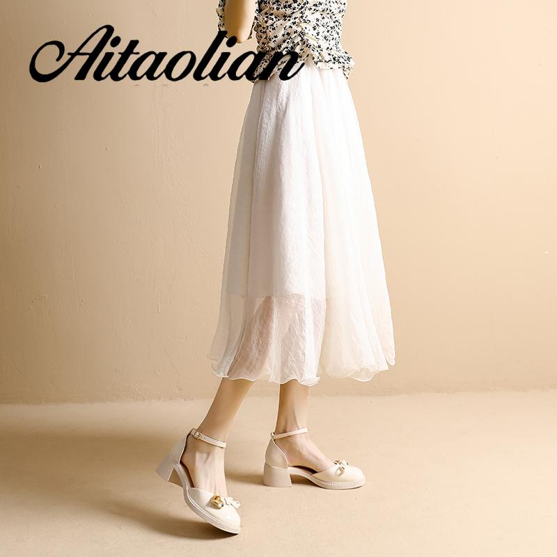 Giày Da Cao Gót 4.5cm Phong Cách retro Anh Quốc Cho Nữ