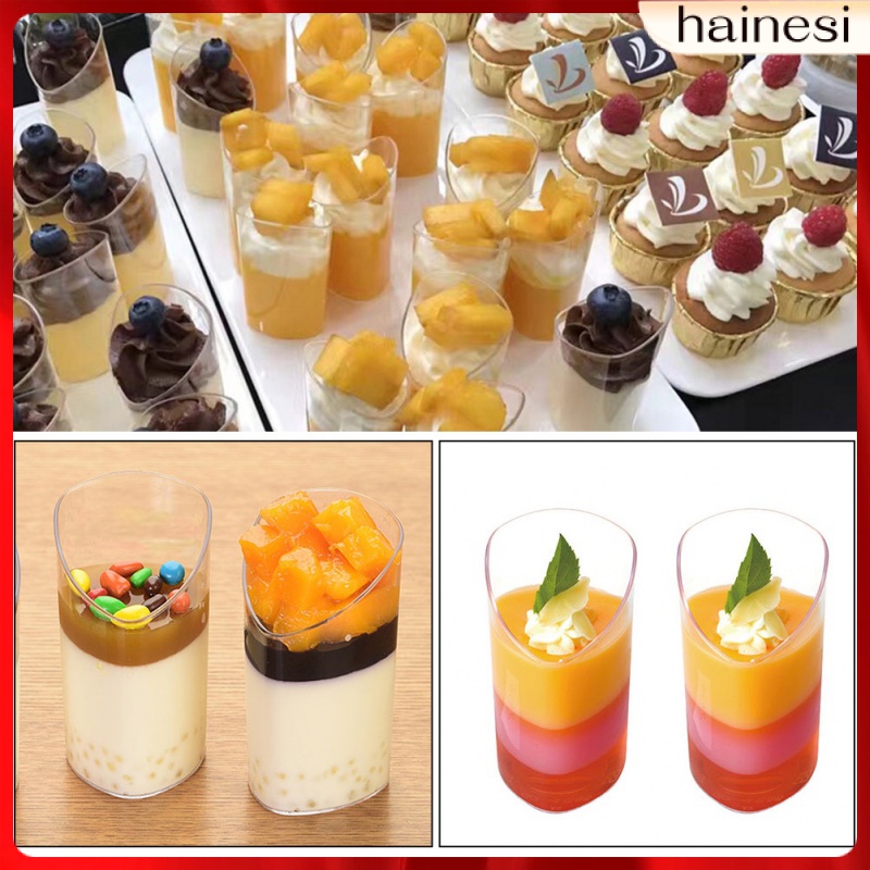 Set 20 Cốc Nhựa Trong Suốt Có Nắp Đậy Đựng Bánh Mousse