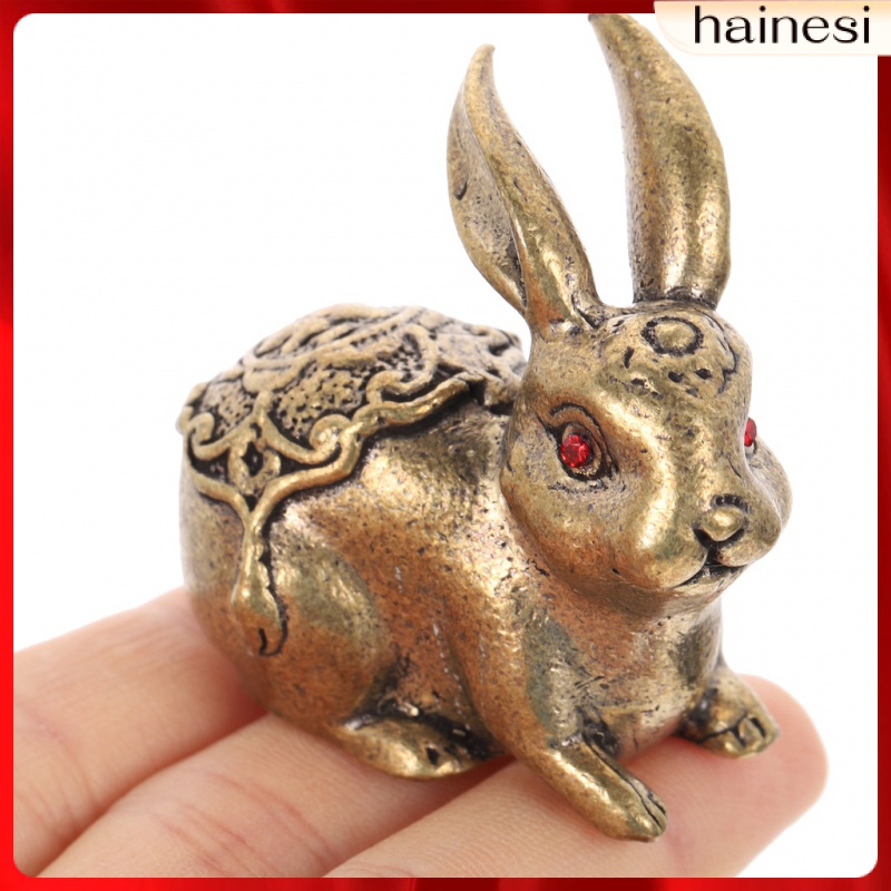 Car Decoration Chinoiserie Brass Lucky Rabbit Statue Gift Animal