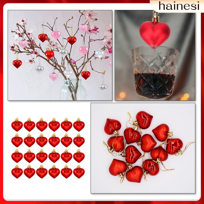 Bộ 24 Trái Tim Bằng Acrylic Trang Trí Giáng Sinh