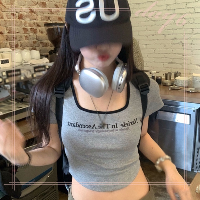 Áo Thun Tay Ngắn In Chữ Phong Cách Hàn Quốc Thời Trang Cho Nữ