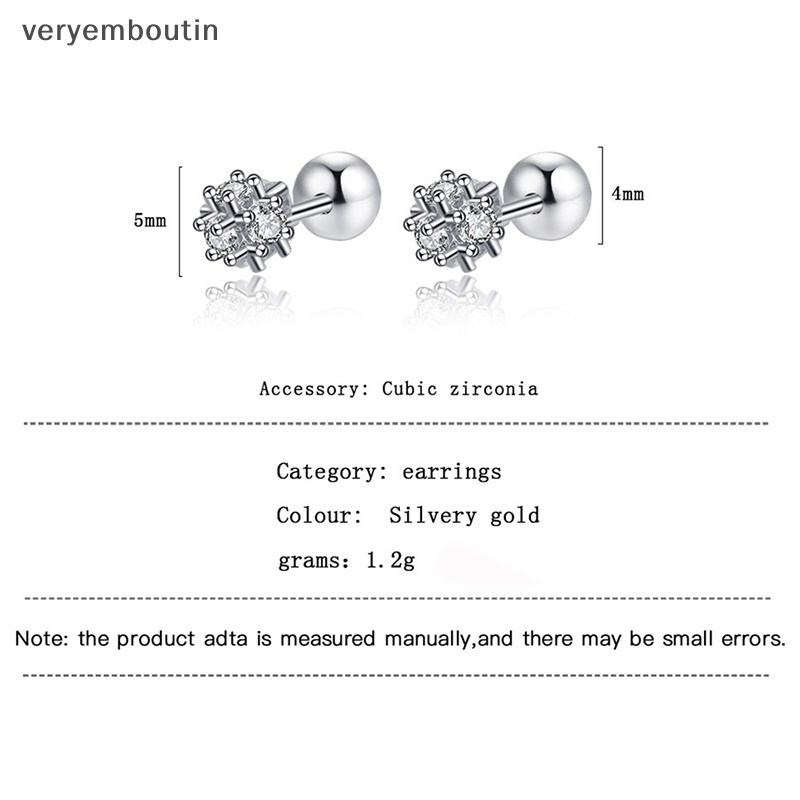 1 Đôi Bông Tai Đính Đá Zircon 5mm Thời Trang Dành Cho Nữ
