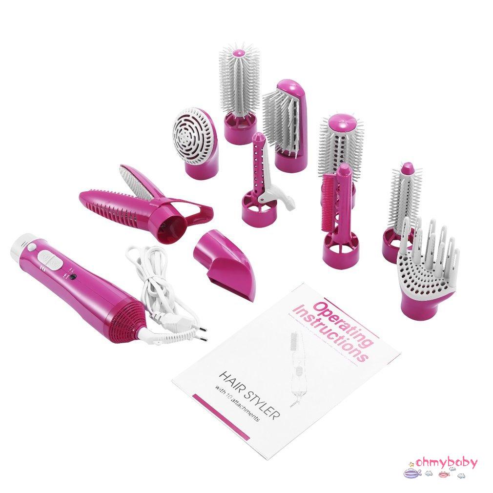 [Ready] 10 Trong 1 Không Khí Nóng Bàn Chải Salon Máy Sấy Tóc Có Thể Hoán Đổi Cho Nhau Lược Điện Chuyên Nghiệp Uốn Dụng Cụ Tạo Kiểu [Z/11]