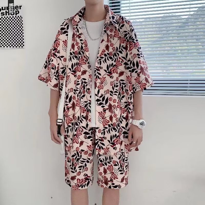 Áo Sơ Mi Ngắn Tay Dáng Rộng In Hoa Phong Cách Retro Nhật Bản Dành Cho Nữ Và Nam