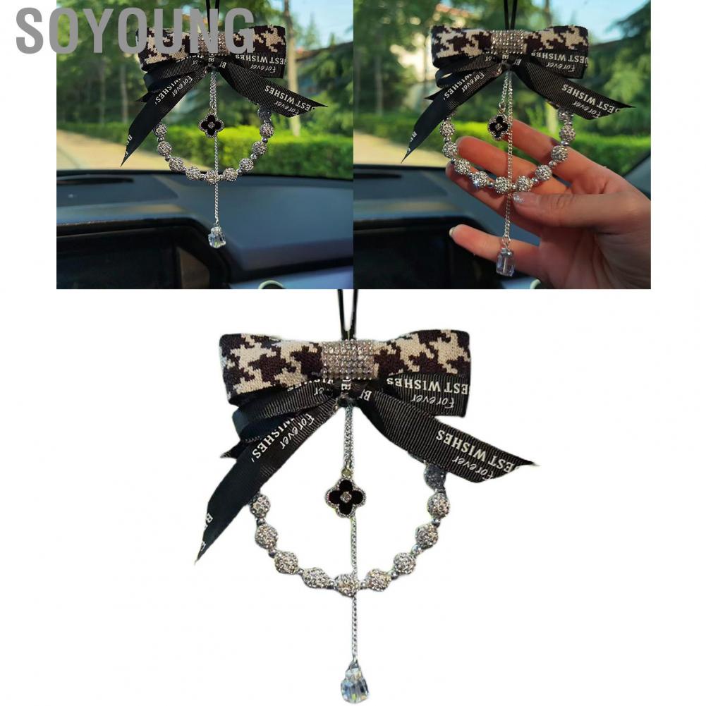 Soyoung Rear View Mirror Ornament  Bowknot Car Rearview Charm Portable Exquisite for Decor