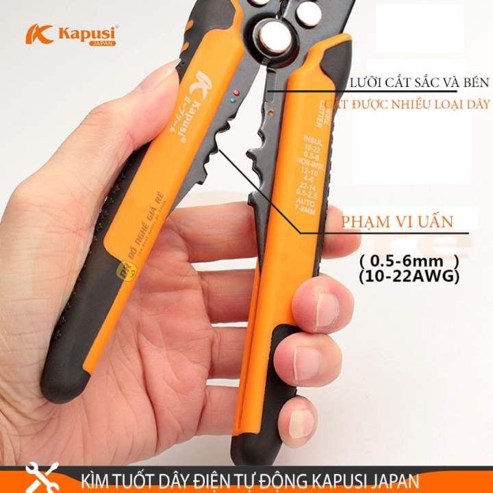 Kìm Tuốt Dây Điện Đa Năng Nhật Bản, 𝐊𝐇𝐎𝐍𝐆 hư lõi - Tự động tuốt dây cắt cáp bấm cos từ 0.2 đến 6mm