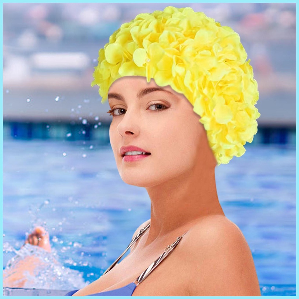 Mũ Bơi Trùm Đầu Họa Tiết Hoa Vintage Cho Tóc Dài