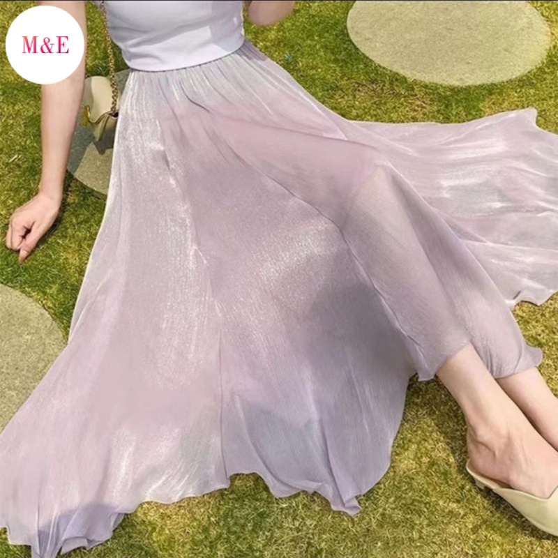 M &amp; E Streamer Chân Váy Xòe Dài Dáng Ôm Eo Cao Vạt Không Đều Phong Cách Mới Mùa Hè 2023 Dành Cho Bạn Nữ