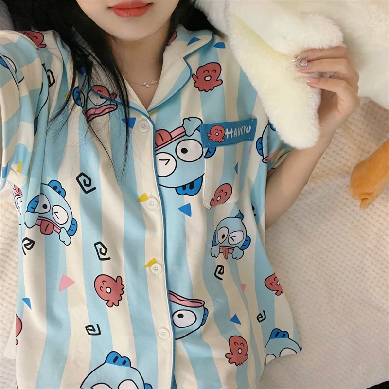 Bộ Đồ Ngủ Hai Mảnh Họa Tiết Cá Hề Hoạt Hình Dễ Thương Phong Cách Hàn Quốc Dành Cho Bạn Nữ Tuổi Teen