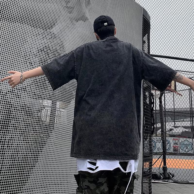 Áo Thun Cotton Ngắn Tay Phong Cách Retro Đường Phố Cho Nam