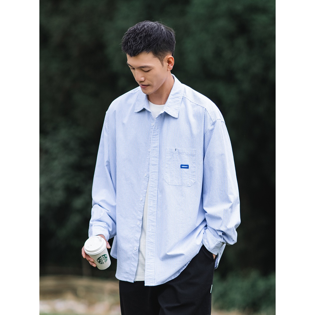 Áo Khoác Sơ Mi Dài Tay Dáng Rộng Họa Tiết Kẻ Sọc Phong Cách Nhật Bản Thời Trang Mùa Hè Hàng Mới Dành Cho Bạn Trai