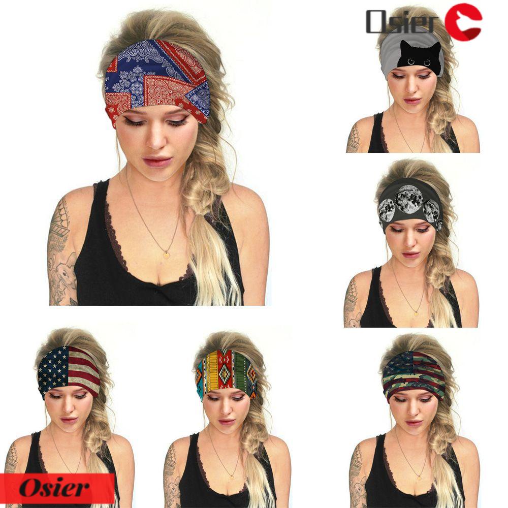 1 Băng Đô Cài Tóc Thấm Hút Mồ Hôi Chống Trượt Họa Tiết Lá Cờ