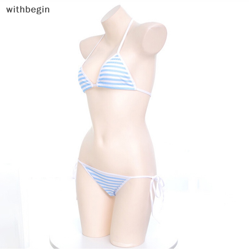 Bộ Đồ Bơi Bikini Họa Tiết Kẻ Sọc Ngọt Ngào Phong Cách Lolita Nhật Bản