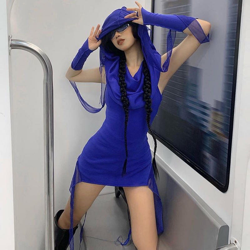 Đầm Ôm Dáng Có Nón Khoét Lỗ Thời Trang Đường Phố Cho Nữ