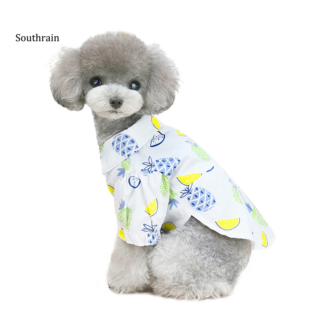 Áo Sát Nách Hai Lớp In Họa Tiết Trái Cây Cài Nút Bằng Vải Cotton Cho Cún Cưng