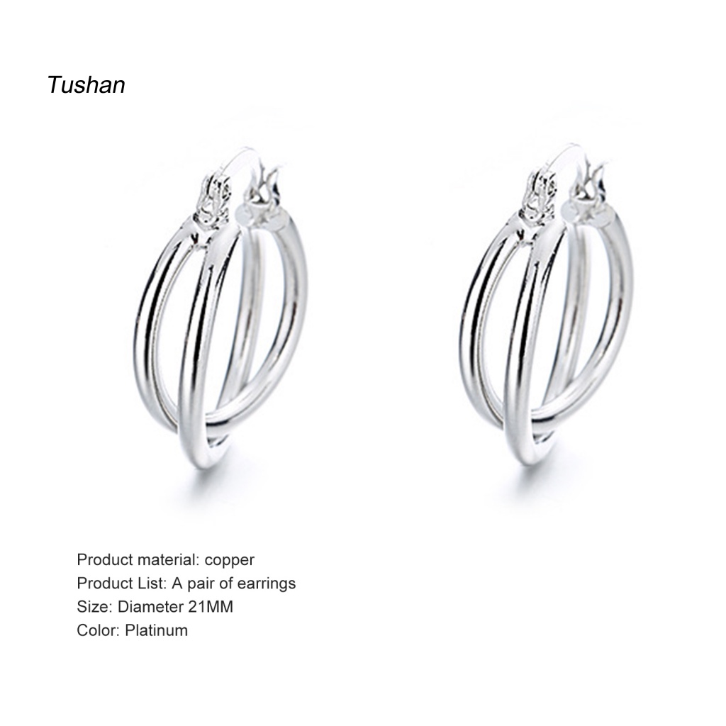 1 Đôi Bông Tai Tròn Bằng Thép Không Gỉ Màu Trơn Chống Dị Ứng Dễ Phối Đồ Thời Trang Cho Nữ