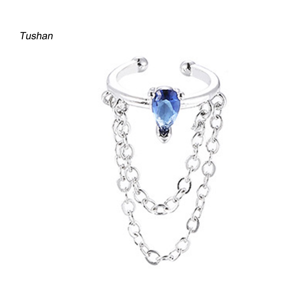 [Ts] 1 Bông Tai Kẹp Dạng Chuỗi Hình Ngôi Sao / Hình Học Đính Đá Zircon Phong Cách Hàn Quốc Cho Tiệc Cưới