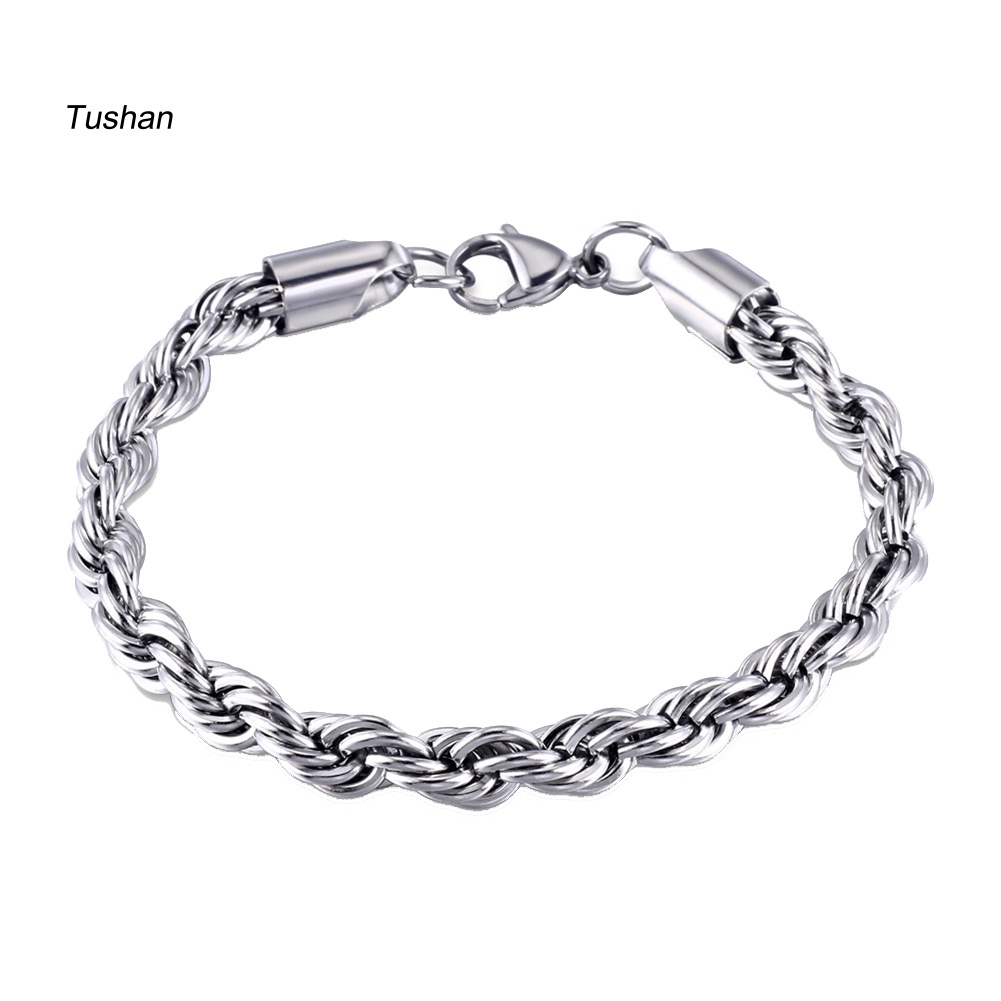 Vòng Tay Xoắn Ốc Chất Liệu Thép Không Gỉ Thời Trang Cho Nam