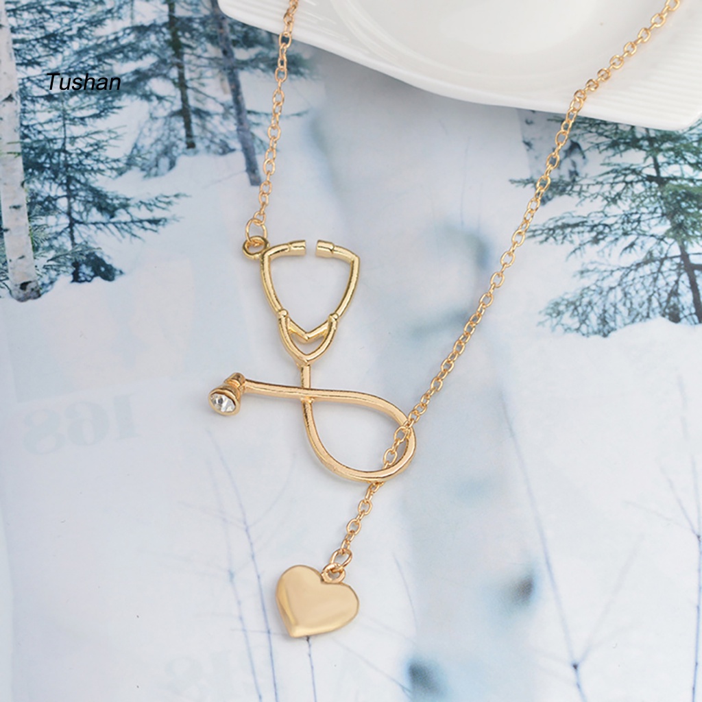 [Ts] Vòng cổ Mặt Hình Ống Nghe Nhịp Tim Bằng Hợp Kim Sturdy Thích Hợp Làm Quà Tặng