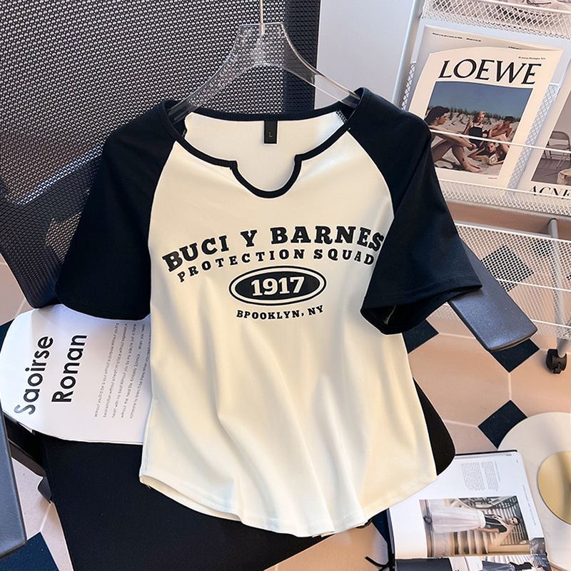 Áo Thun Tay Ngắn Cổ Chữ V In Họa Tiết Thời Trang Mùa Hè Phong Cách Hàn Quốc Cho Nữ