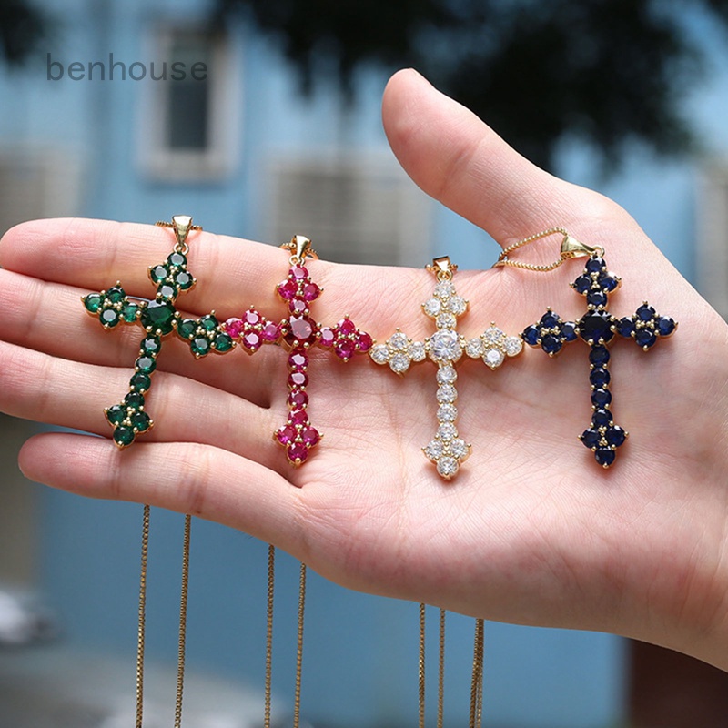 Dây Chuyền Mặt Chữ Thập Đính Đá Zircon Lấp Lánh Thời Trang