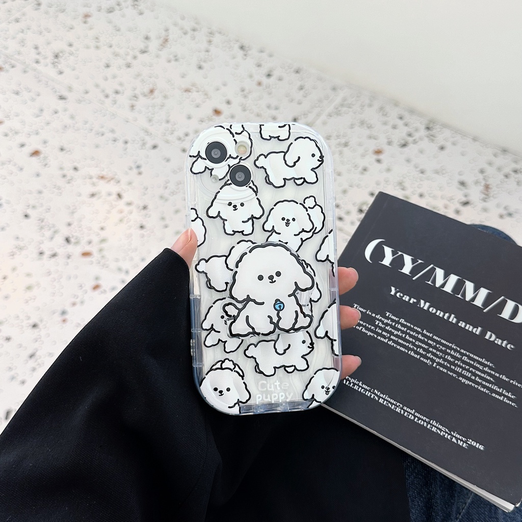 Ốp Điện Thoại Tpu Dẻo Trong Suốt Họa Tiết Chú Cún Đơn Giản Chống Rơi Cho iPhone 14 Plus 13 12 11 Pro Max