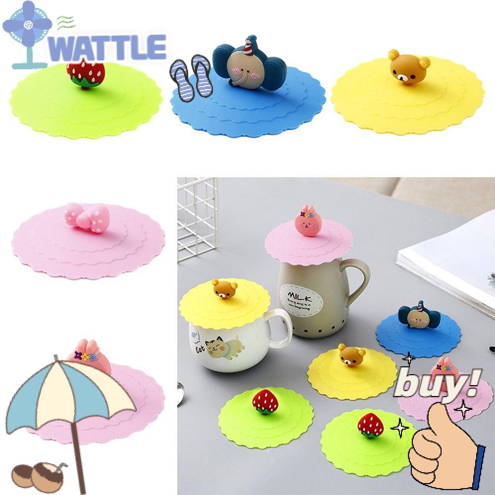 Bộ 4 Nắp Đậy Cốc Trà Cà Phê Hình Tròn Họa Tiết Hoạt Hình Chống Rò Rỉ