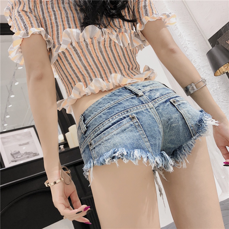 Quần Short Denim Lưng Cao Thời Trang Mùa Hè Quyến Rũ Cho Nữ