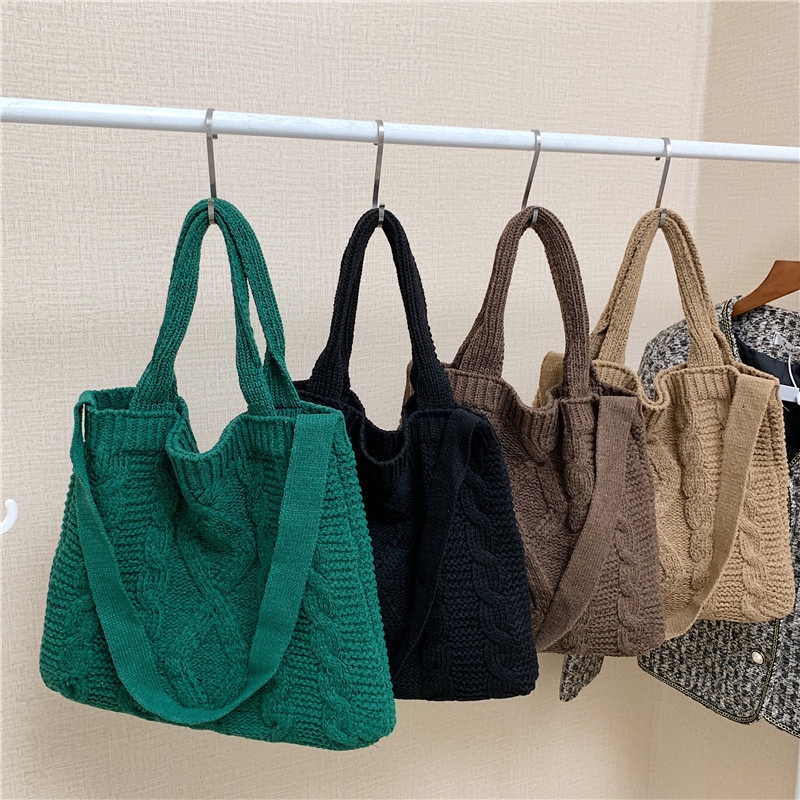 Túi Đeo Vai Đan Len Phong Cách Retro Thanh Lịch Thời Trang Cho Nữ