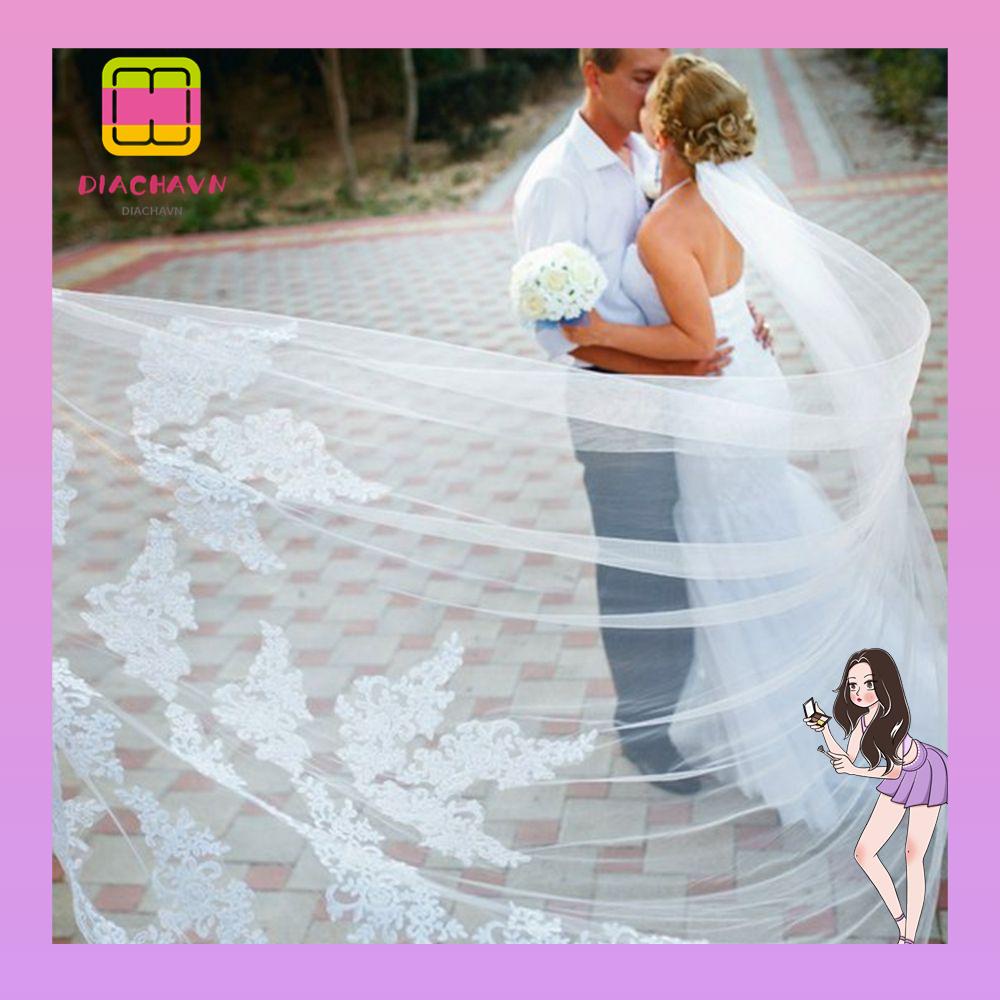 Mạng Che Mặt Một Tầng Màu Trắng / Ngà Cho Cô Dâu