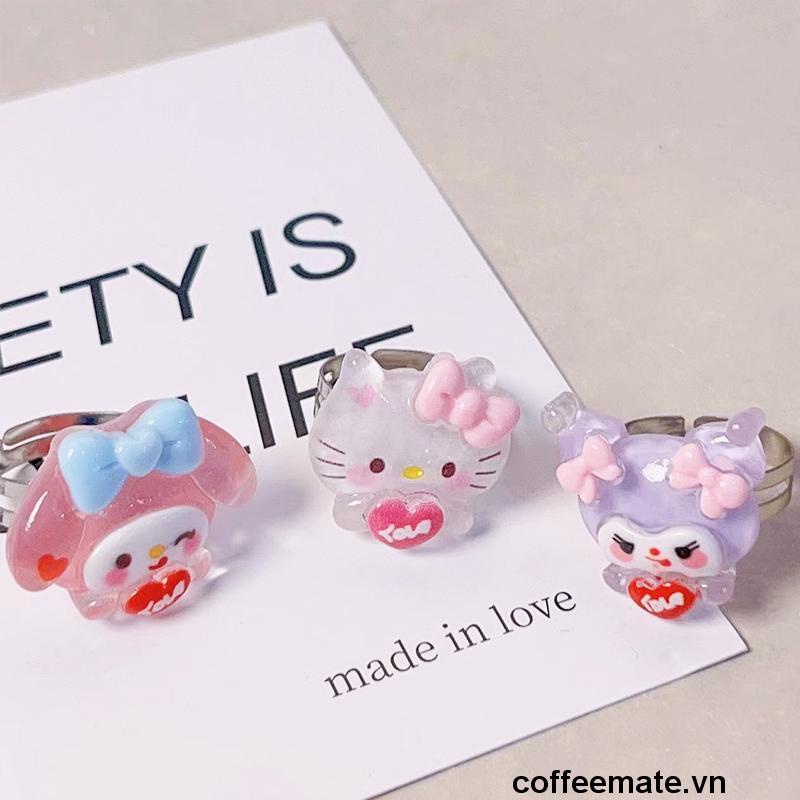 ⚡Nhẫn Hình Cún Sanrio Dễ Thương Có Cinnamon Kuromi Điều Chỉnh Kích Cỡ