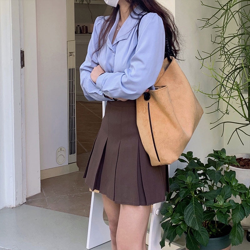 Túi Xách Da Lộn Đeo Chéo Một Bên Vai Dung Tích Lớn Phong Cách vintage Cho Nữ