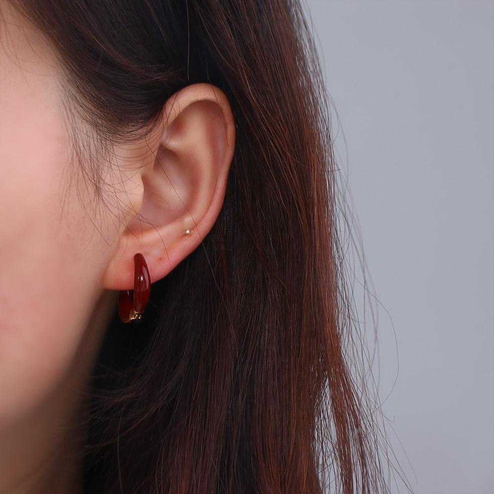 Khuyên Tai Vòng Tròn Màu Sắc Tinh Khiết Phong Cách Hàn Quốc Cổ Điển