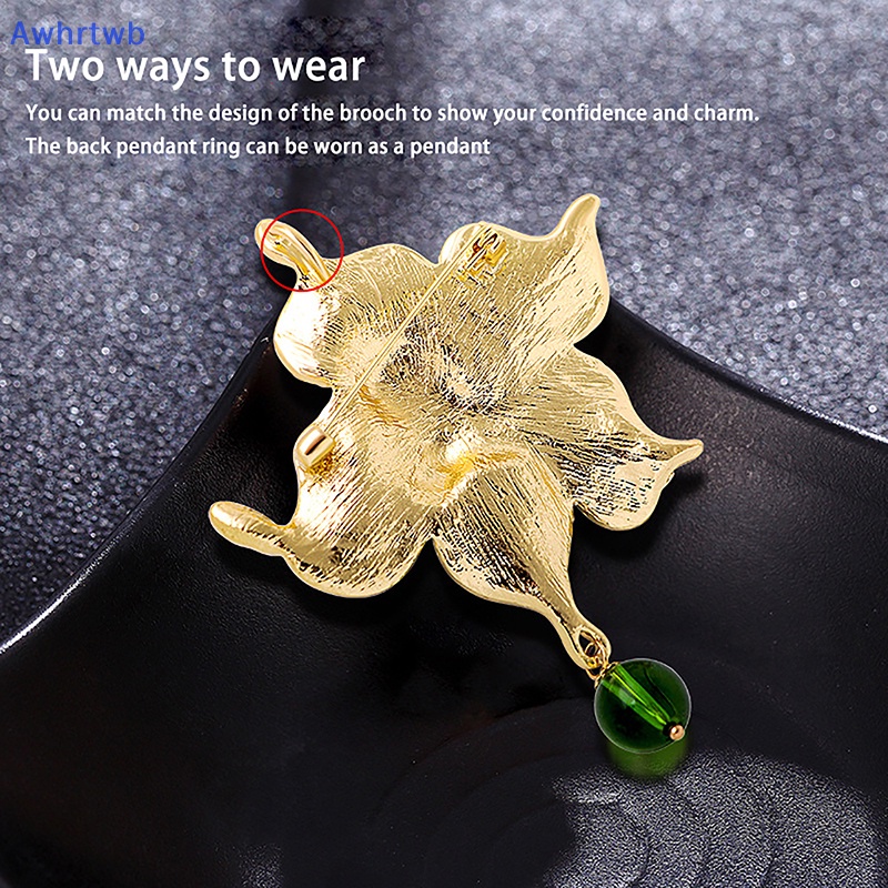 Ghim Cài Áo Hình Chiếc Lá Đính Đá Phong Cách Vintage Thời Trang Cho Nam Nữ Mới