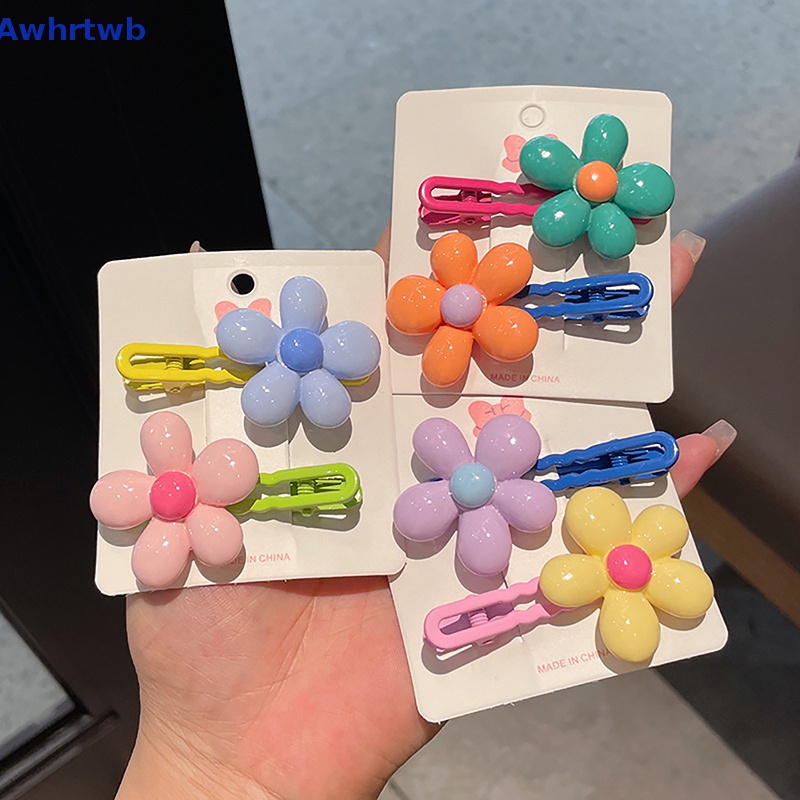 Set 2 Kẹp Tóc Hình Hoa Đơn Giản Xinh Xắn Cho Bé Gái Mới