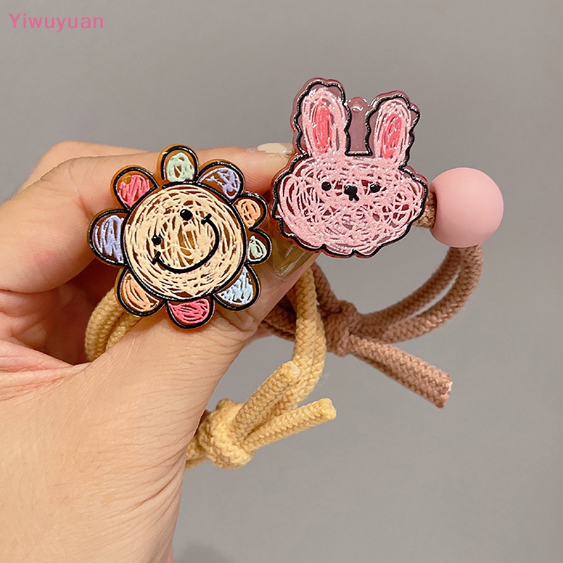 Dây Cột Tóc Bằng Acrylic Màu Kẹo Họa Tiết Hoạt Hình Graffiti Phong Cách Hàn Quốc Cho Nữ