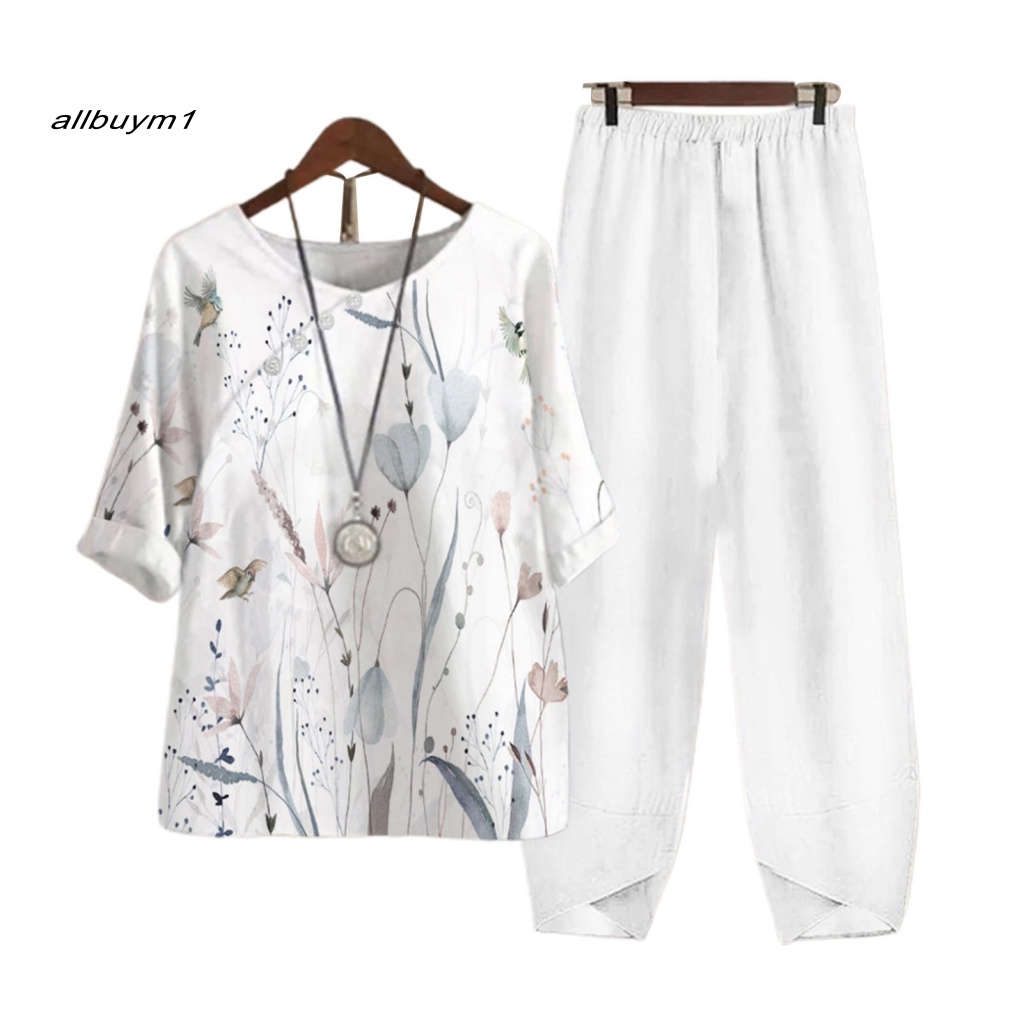 Set 2 Món Quần Dài Lưng Thun Phối Áo Thun Thời Trang Trẻ Trung