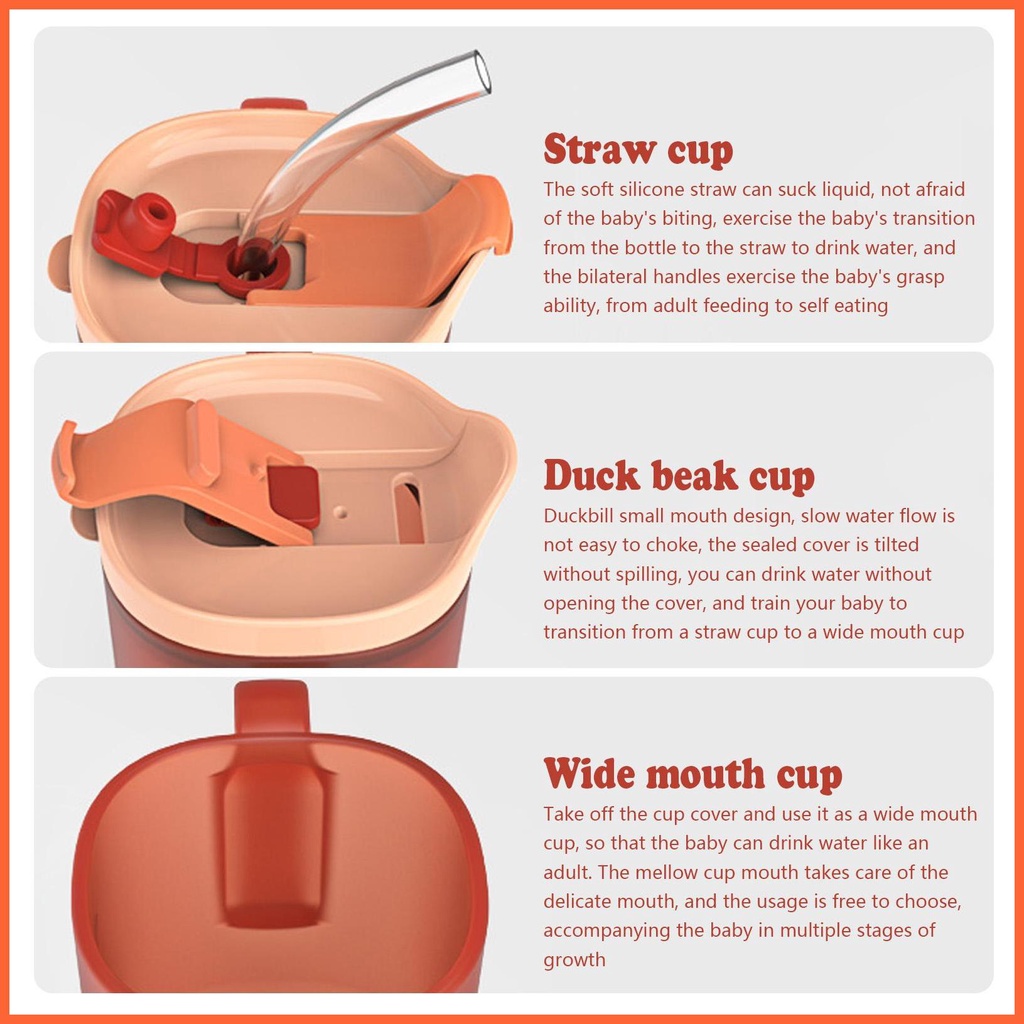 Cốc Uống Nước Bằng Silicone Có Tay Cầm Và Ống Hút Cho Bé