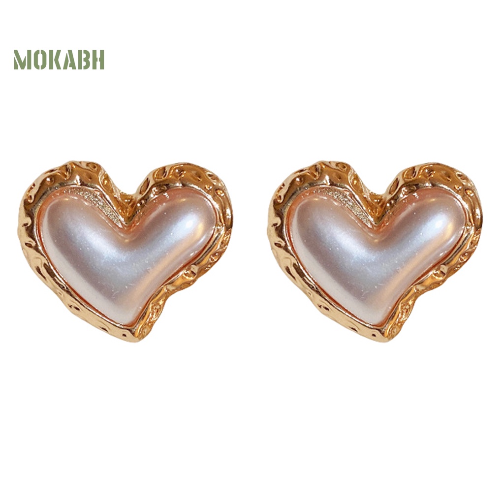 Bông Tai Hình Trái Tim Màu Gradient Đính Ngọc Trai Nhân Tạo Thời Trang Dành Cho Nữ