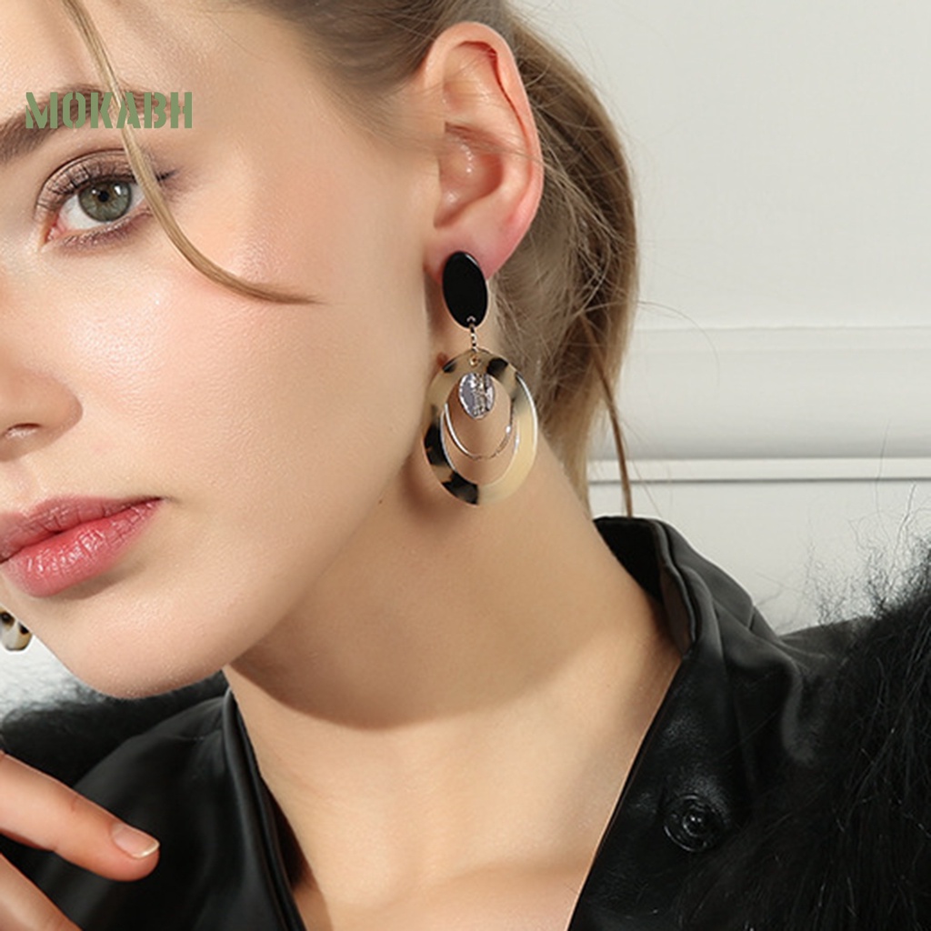 1 Đôi Bông Tai Nhiều Lớp Họa Tiết Da Báo Thời Trang Dành Cho Nữ