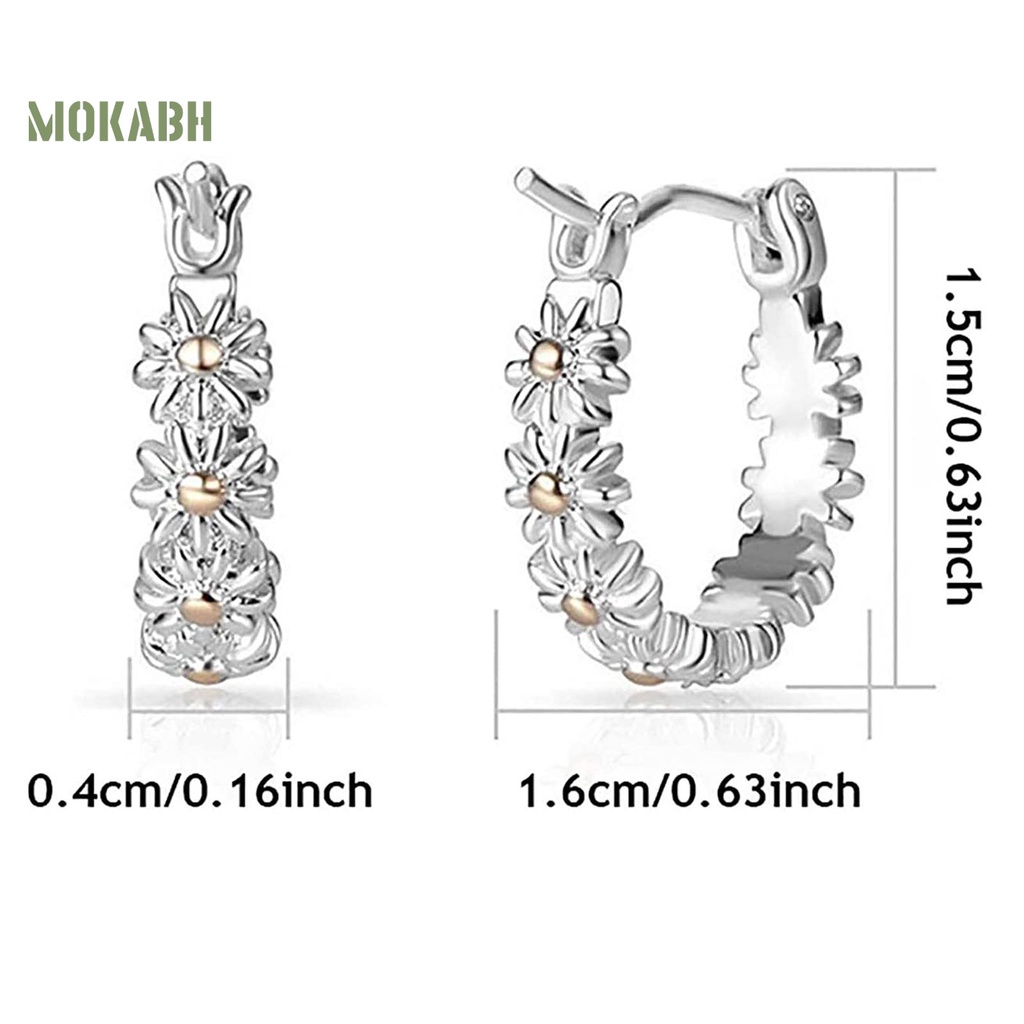 1 Đôi Bông Tai Tròn Họa Tiết Hoa Lấp Lánh Thời Trang Cho Nữ