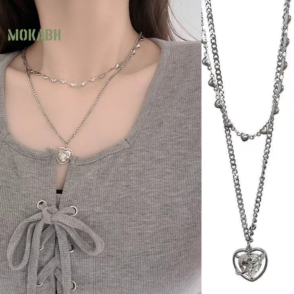 [Mới] Vòng cổ Hai Lớp Bằng Thép Titan Mặt Hình Trái Tim Thanh Lịch Cá Tính Có Thể Điều Chỉnh Dành Cho Thanh Thiếu Niên