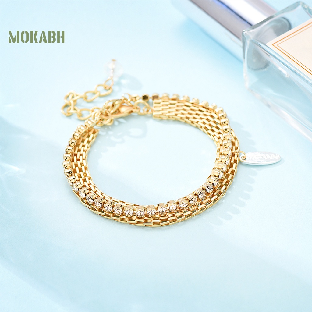 Vòng Tay Trong Suốt Đính Đá Mạ Điện Có Thể Điều Chỉnh Kích Thước Dành Cho Nữ