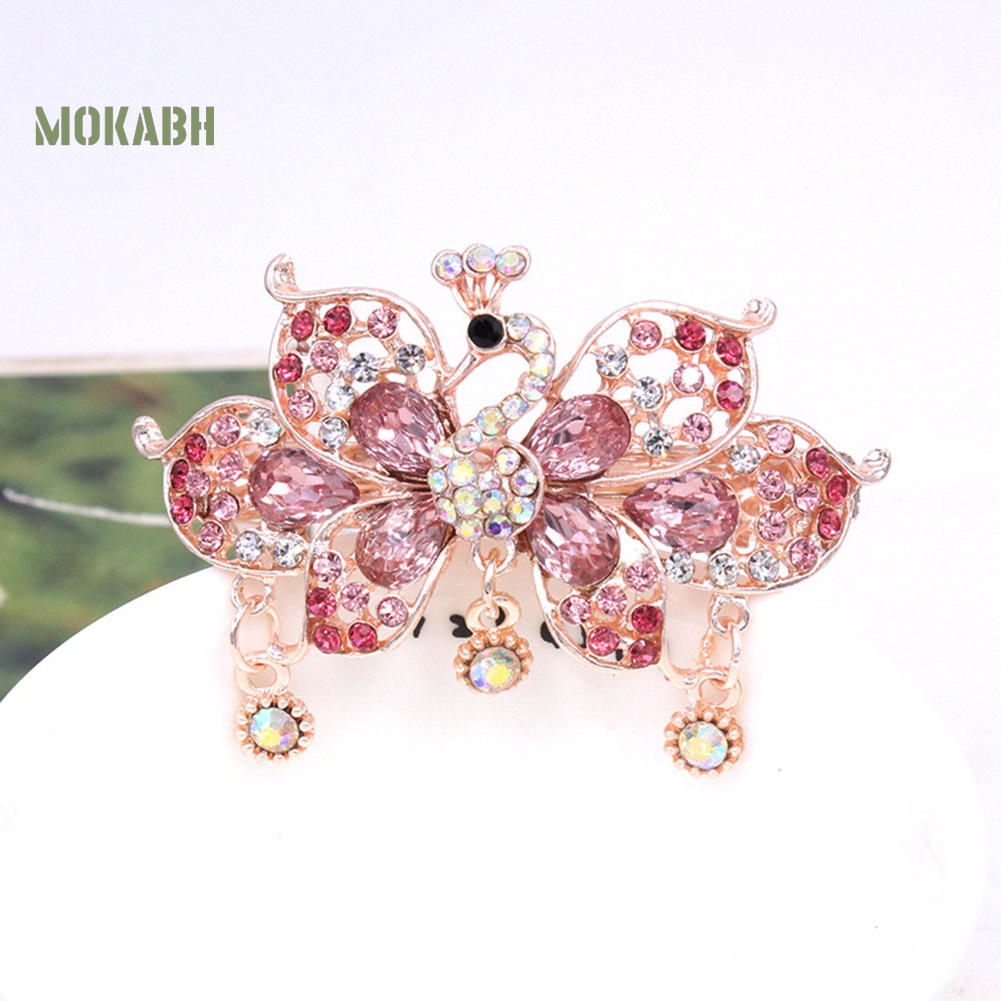 Kẹp Tóc Hình Bướm / Chim Công Đính Đá Thanh Lịch Cho Nữ