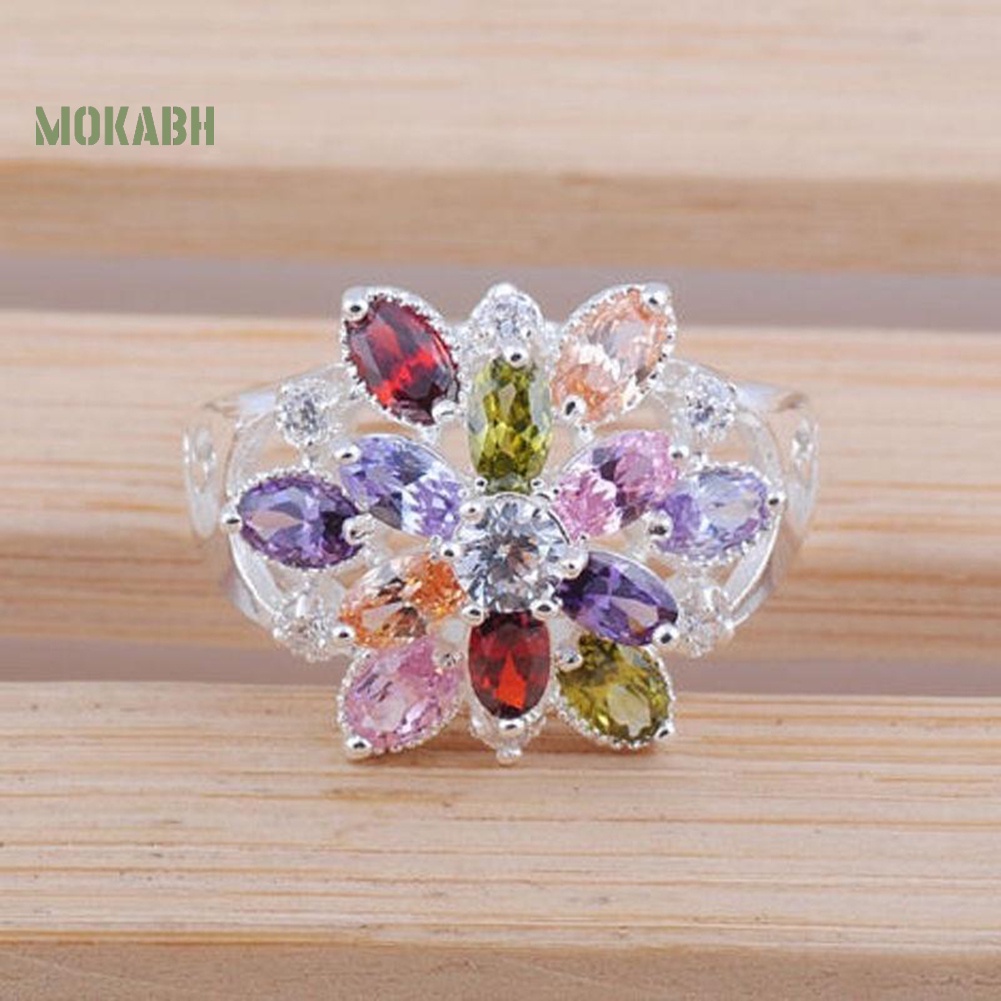 Nhẫn Đính Hôn Đính Đá Zircon Nhiều Màu Dành Cho Nữ