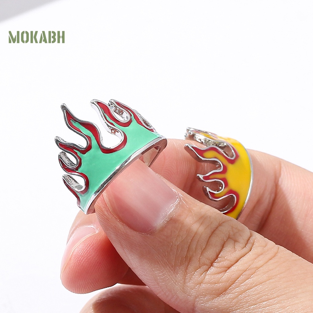 Nhẫn Hở Hình Ngọn Lửa Bằng Hợp Kim Chống Biến Dạng Phong Cách Cổ Điển Có Thể Điều Chỉnh Cho Nam Và Nữ