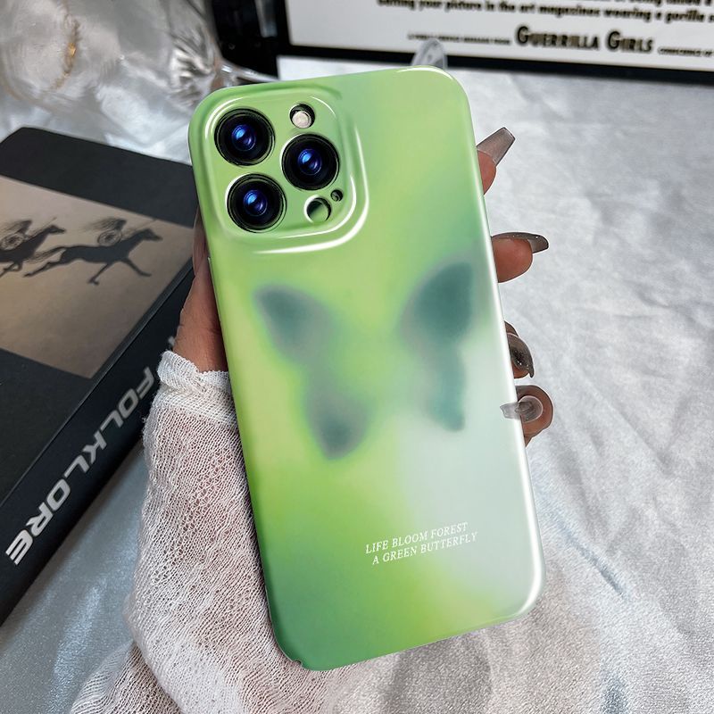Ốp Điện Thoại Họa Tiết Bướm Xanh Lá Bóng Cho iPhone14 Apple xs Promax1213xr 11 / 14