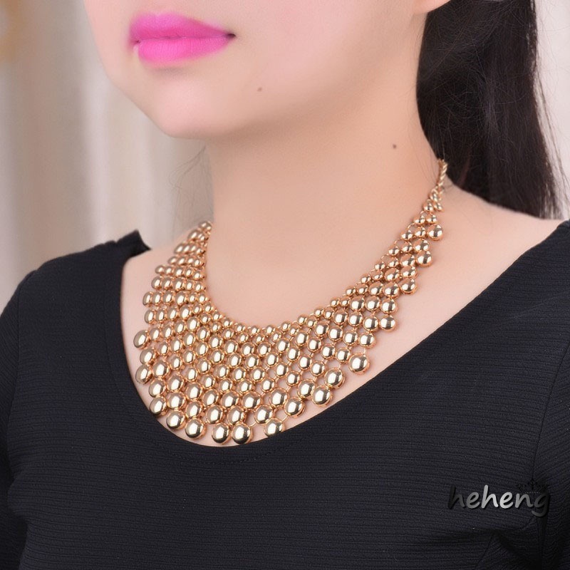 Vòng Cổ Choker Bằng Kim Loại Hạt Tròn Trang Sức Cho Nữ Lễ Hội